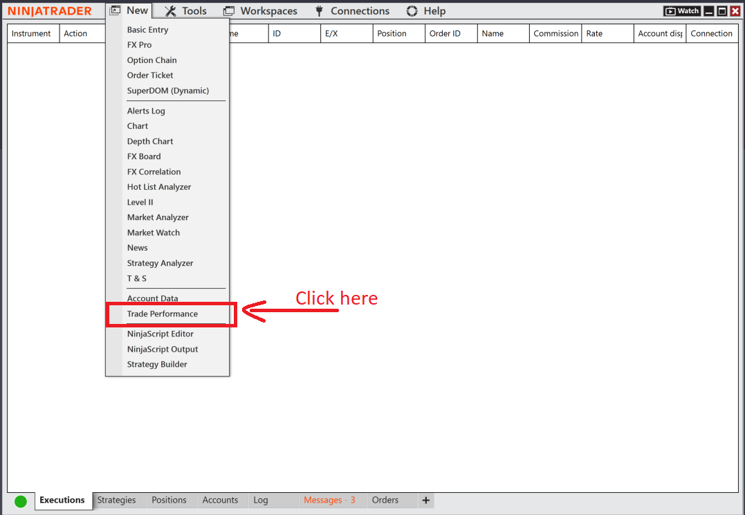 NinjaTrader 8 Trade Performance
