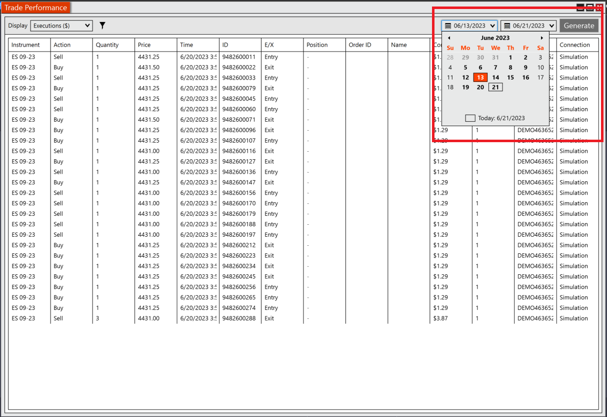 NinjaTrader 8 Set Date Range